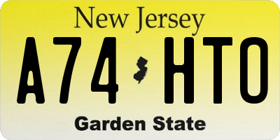 NJ license plate A74HTO