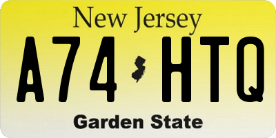 NJ license plate A74HTQ