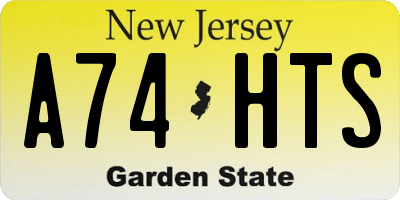 NJ license plate A74HTS