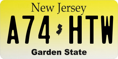 NJ license plate A74HTW