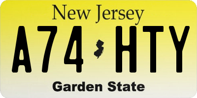 NJ license plate A74HTY
