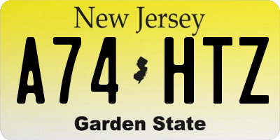 NJ license plate A74HTZ