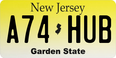 NJ license plate A74HUB