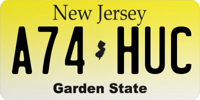 NJ license plate A74HUC