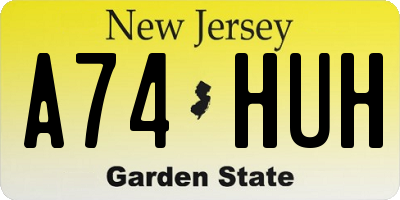 NJ license plate A74HUH