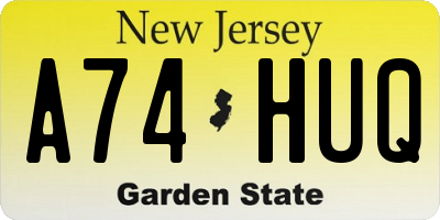 NJ license plate A74HUQ