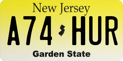 NJ license plate A74HUR