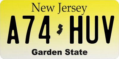 NJ license plate A74HUV