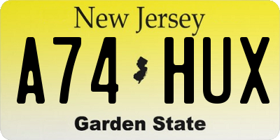 NJ license plate A74HUX