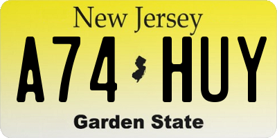 NJ license plate A74HUY