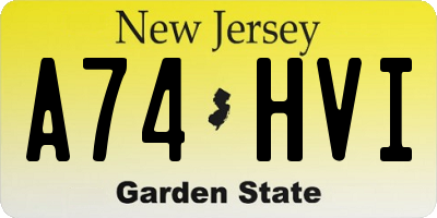 NJ license plate A74HVI