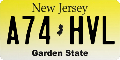 NJ license plate A74HVL