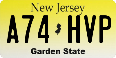 NJ license plate A74HVP