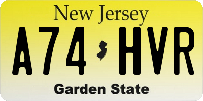 NJ license plate A74HVR