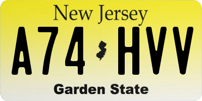 NJ license plate A74HVV