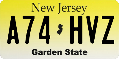 NJ license plate A74HVZ