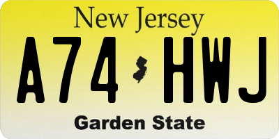 NJ license plate A74HWJ