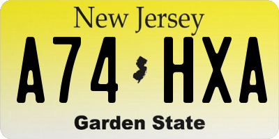 NJ license plate A74HXA