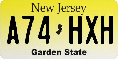 NJ license plate A74HXH
