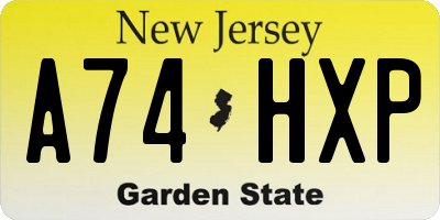 NJ license plate A74HXP