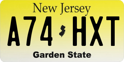 NJ license plate A74HXT