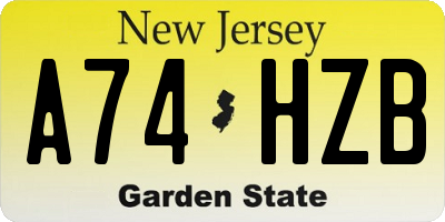 NJ license plate A74HZB