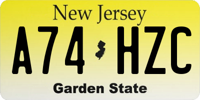 NJ license plate A74HZC
