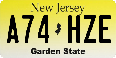 NJ license plate A74HZE