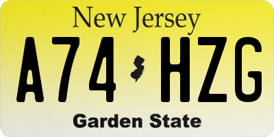 NJ license plate A74HZG