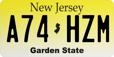 NJ license plate A74HZM