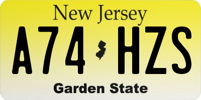 NJ license plate A74HZS