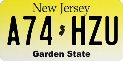 NJ license plate A74HZU