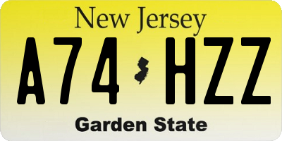 NJ license plate A74HZZ