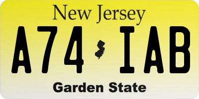 NJ license plate A74IAB