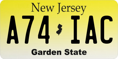 NJ license plate A74IAC