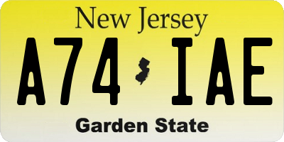 NJ license plate A74IAE
