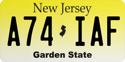 NJ license plate A74IAF