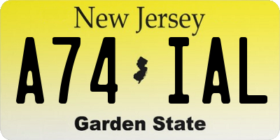 NJ license plate A74IAL