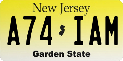NJ license plate A74IAM