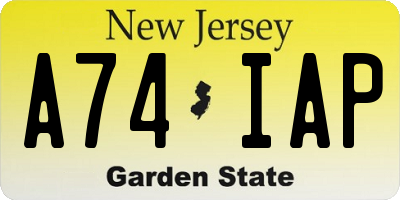 NJ license plate A74IAP