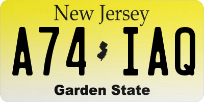 NJ license plate A74IAQ