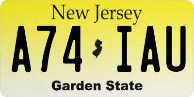 NJ license plate A74IAU