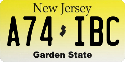 NJ license plate A74IBC