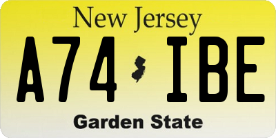 NJ license plate A74IBE