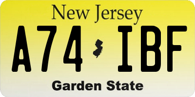 NJ license plate A74IBF