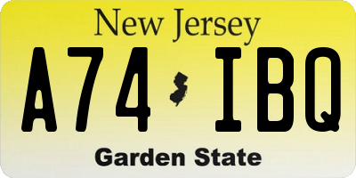 NJ license plate A74IBQ