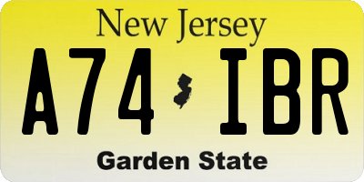 NJ license plate A74IBR