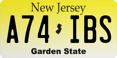 NJ license plate A74IBS