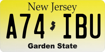 NJ license plate A74IBU