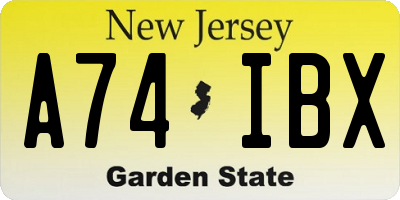 NJ license plate A74IBX